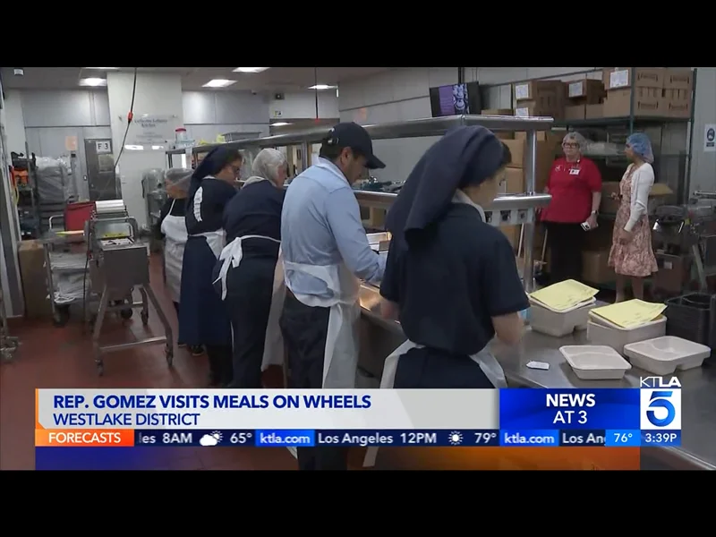 KTLA Congressman Jimmy Gomez Visits St. Vincent Meals on Wheels Kitchen July 10, 2025